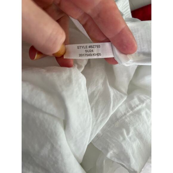 J.Crew Factory Women's L White Eyelet Skirt Midi Cotton Pockets Lined Floral - Picture 8 of 13